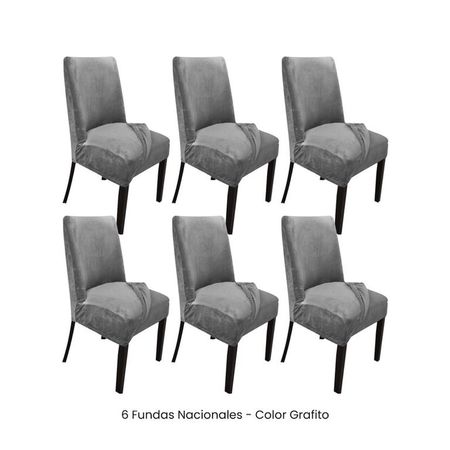 6 Fundas Nacionales de Terciopelo para Silla Butaca Curva - Grafito Gris
