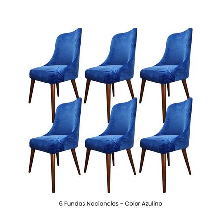 6 Fundas Nacionales de Terciopelo para Silla Brazo - Azulino Azul Zafiro