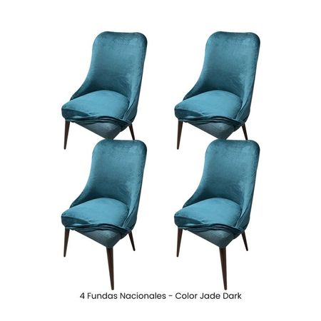 4 Fundas Nacionales de Terciopelo para Silla Brazo - Jade Dark Verde