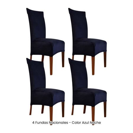 4 Fundas Nacionales de Terciopelo para Silla Recta - Azul Noche Azul Oscuro