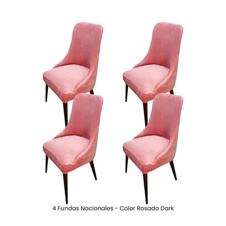4 Fundas Nacionales de Terciopelo para Silla Brazo - Rosado Dark Rosado