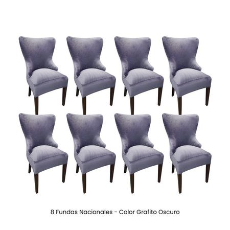 8 Fundas Nacionales de Terciopelo para Silla Princesa - Grafito Oscuro Gris