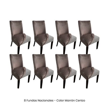 8 Fundas Nacionales de Terciopelo para Silla Butaca Curva - Marrón Cenizo Marrón