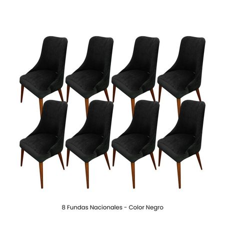 8 Fundas Nacionales de Terciopelo para Silla Brazo - Negro Negro
