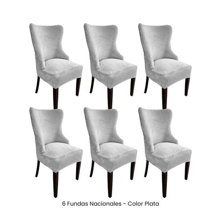 6 Fundas Nacionales de Terciopelo para Silla Princesa - Plata Plata