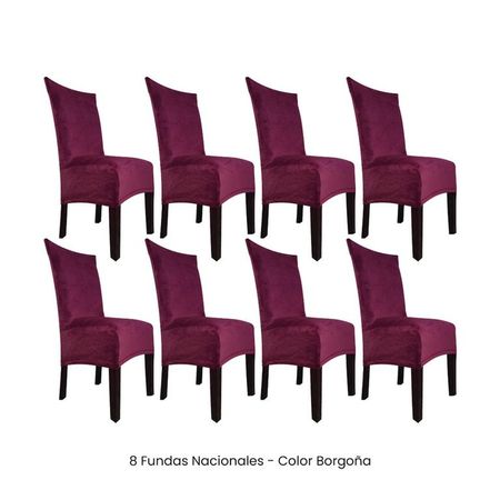 8 Fundas Nacionales de Terciopelo para Silla Recta - Borgoña Vino
