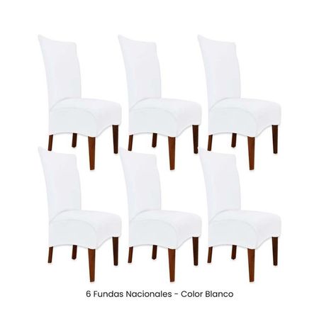 6 Fundas Nacionales de Terciopelo para Silla Recta - Blanco Blanco