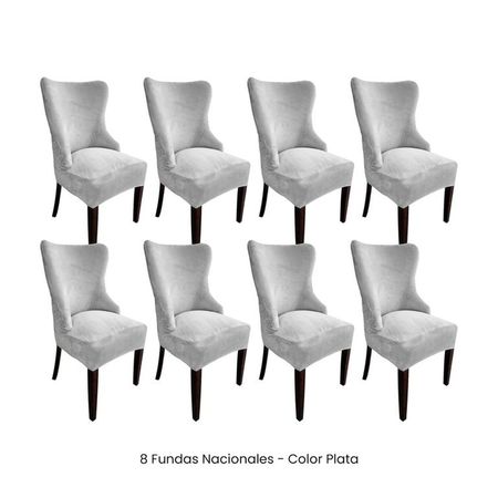 8 Fundas Nacionales de Terciopelo para Silla Princesa - Plata Plata