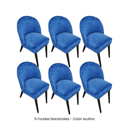 6 Fundas Nacionales de Terciopelo para Silla Vintage Curva - Azulino Azulino