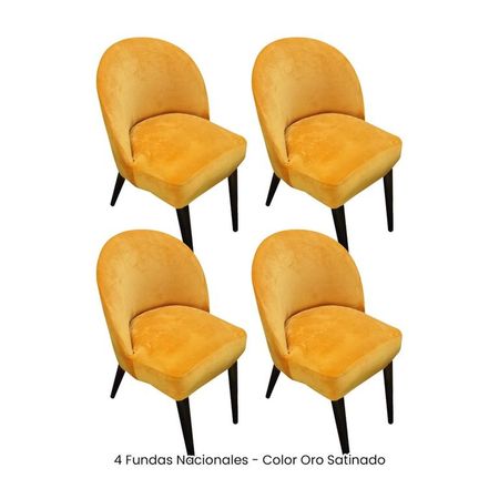4 Fundas Nacionales de Terciopelo para Silla Vintage Curva - Oro Satinado Oro