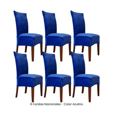 6 Fundas Nacionales de Terciopelo para Silla Recta - Azulino Azul Zafiro