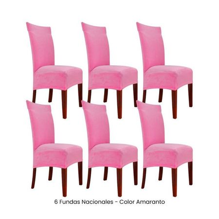 6 Fundas Nacionales de Terciopelo para Silla Recta - Amaranto Rosado