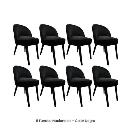 8 Fundas Nacionales de Terciopelo para Silla Vintage Curva - Negro Negro