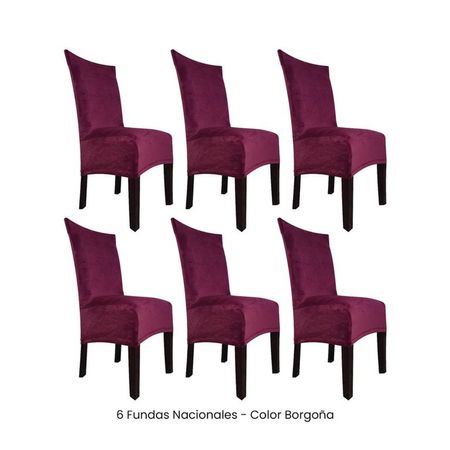 6 Fundas Nacionales de Terciopelo para Silla Recta - Borgoña Vino