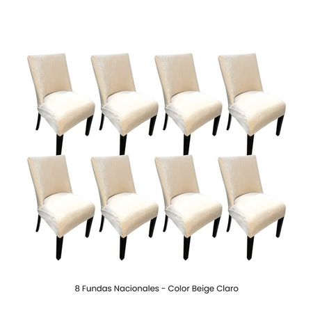 8 Fundas Nacionales de Terciopelo para Silla Butaca Curva - Beige Claro Beige