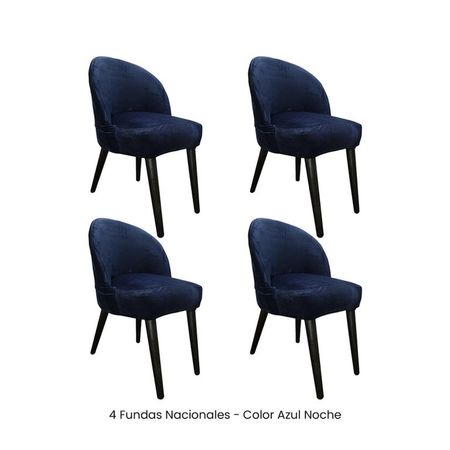 4 Fundas Nacionales de Terciopelo para Silla Vintage Curva - Azul Noche Azul Oscuro