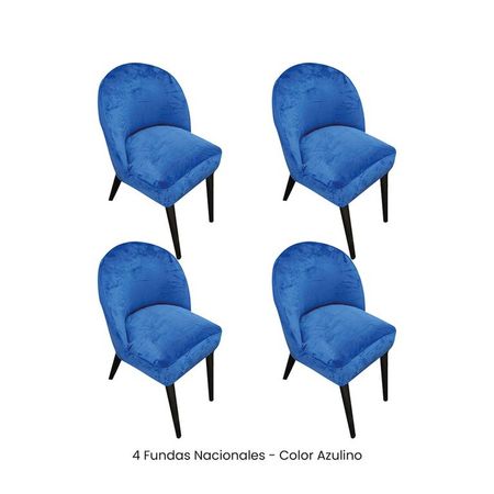 4 Fundas Nacionales de Terciopelo para Silla Vintage Curva - Azulino Azul Zafiro
