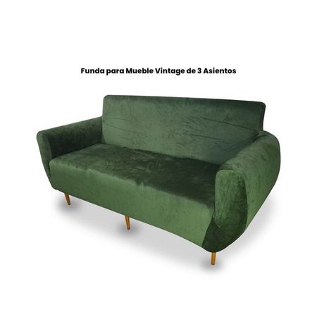 Funda de Terciopelo Nacional para Mueble de 3 - Verde Militar Verde Oscuro