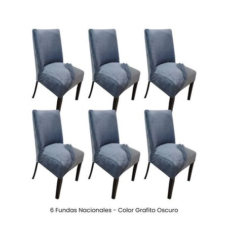 6 Fundas Nacionales de Terciopelo para Silla Butaca Curva - Grafito Oscuro Gris Azulado