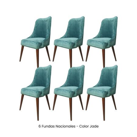 6 Fundas Nacionales de Terciopelo para Silla Brazo - Jade Verde Jade
