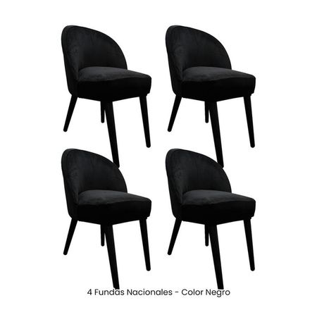 4 Fundas Nacionales de Terciopelo para Silla Vintage Curva - Negro Negro