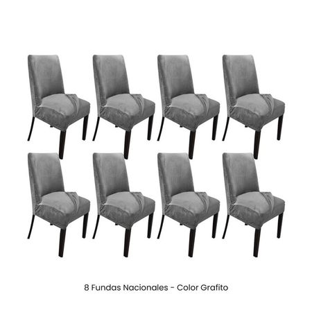 8 Fundas Nacionales de Terciopelo para Silla Butaca Curva - Grafito Gris