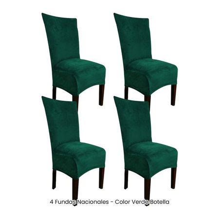 4 Fundas Nacionales de Terciopelo para Silla Recta - Verde Botella Verde Botella