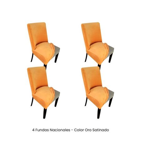 4 Fundas Nacionales de Terciopelo para Silla Butaca Curva - Oro Satinado Oro