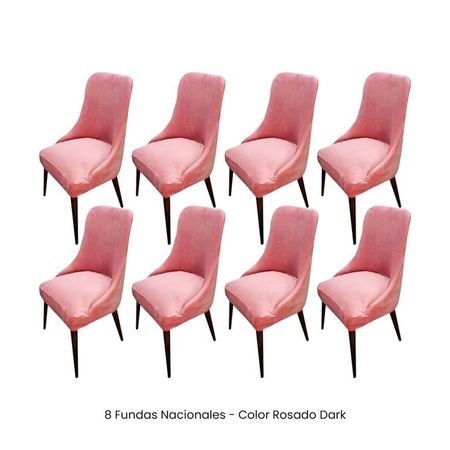 8 Fundas Nacionales de Terciopelo para Silla Brazo - Rosado Dark Rosado