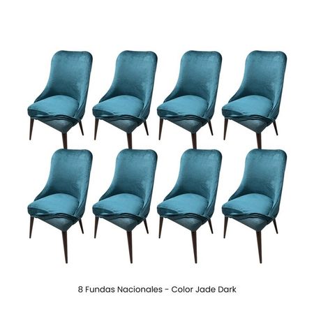 8 Fundas Nacionales de Terciopelo para Silla Brazo - Jade Dark Verde