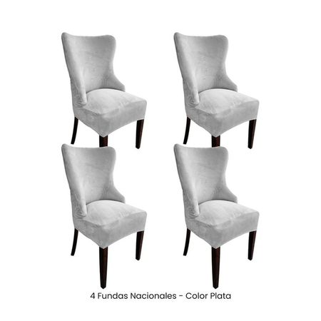 4 Fundas Nacionales de Terciopelo para Silla Princesa - Plata Plata