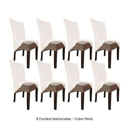 8 Fundas Nacionales de Terciopelo para Silla Recta - Perla Perla