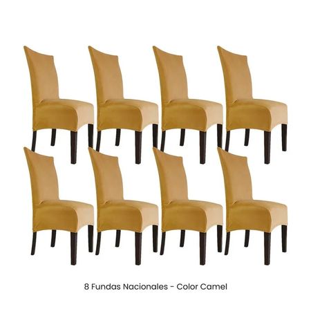 8 Fundas Nacionales de Terciopelo para Silla Recta - Camel Camel