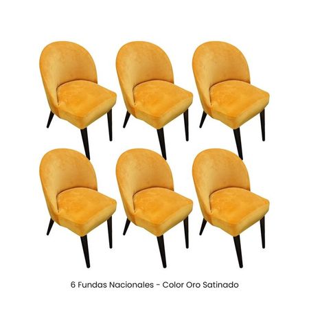 6 Fundas Nacionales de Terciopelo para Silla Vintage Curva - Oro Satinado Oro