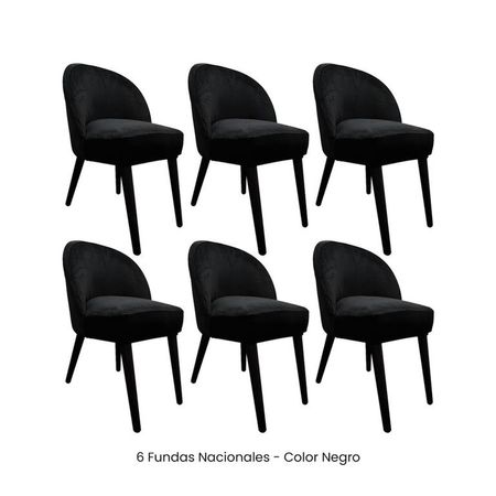 6 Fundas Nacionales de Terciopelo para Silla Vintage Curva - Negro Negro