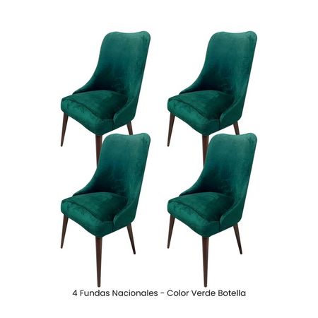 4 Fundas Nacionales de Terciopelo para Silla Brazo - Verde Botella Verde Botella