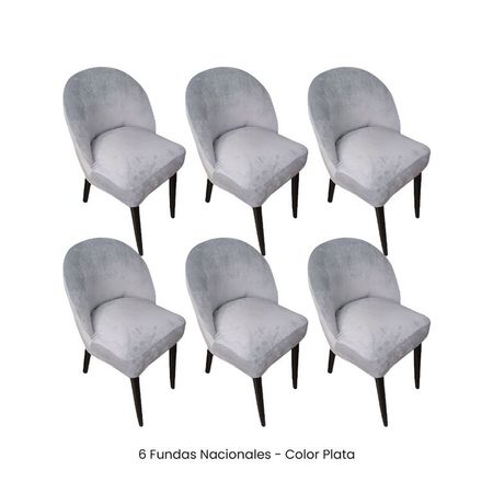 6 Fundas Nacionales de Terciopelo para Silla Vintage Curva - Plata Plata