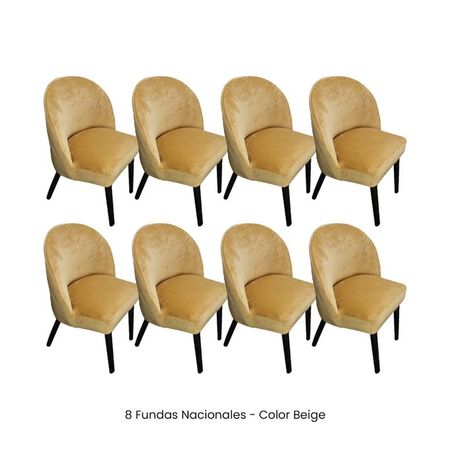 8 Fundas Nacionales de Terciopelo para Silla Vintage Curva - Camel Camel