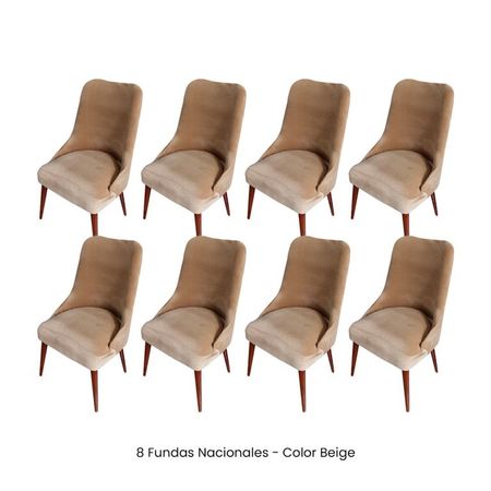 8 Fundas Nacionales de Terciopelo para Silla Brazo - Beige Beige