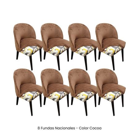 8 Fundas Nacionales de Terciopelo para Silla Vintage Curva - Cocoa Capuccino