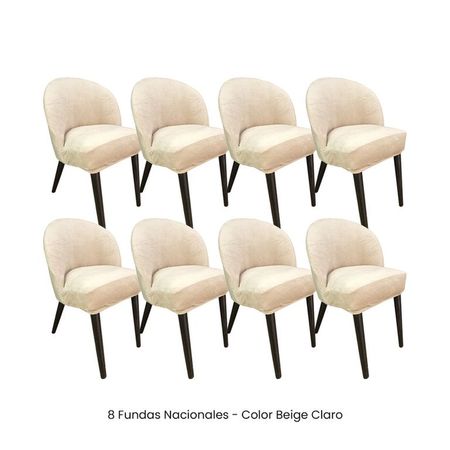 8 Fundas Nacionales de Terciopelo para Silla Vintage Curva - Beige Claro Beige
