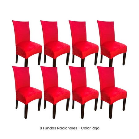 8 Fundas Nacionales de Terciopelo para Silla Recta - Rojo Rojo