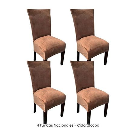 4 Fundas Nacionales de Terciopelo para Silla Recta - Cocoa Capuccino