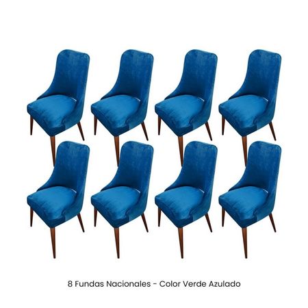 8 Fundas Nacionales de Terciopelo para Silla Brazo - Verde Azulado Verde Oscuro