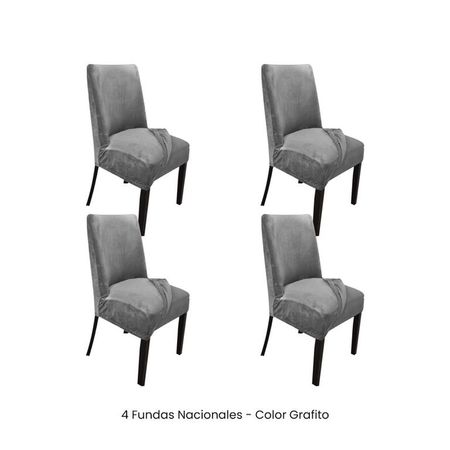 4 Fundas Nacionales de Terciopelo para Silla Butaca Curva - Grafito Gris