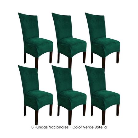 6 Fundas Nacionales de Terciopelo para Silla Recta - Verde Botella Verde Botella