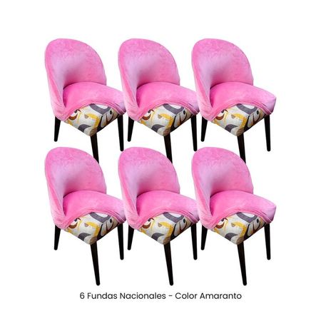 6 Fundas Nacionales de Terciopelo para Silla Vintage Curva - Amaranto Rosado