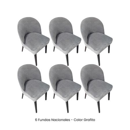 6 Fundas Nacionales de Terciopelo para Silla Vintage Curva - Grafito Gris