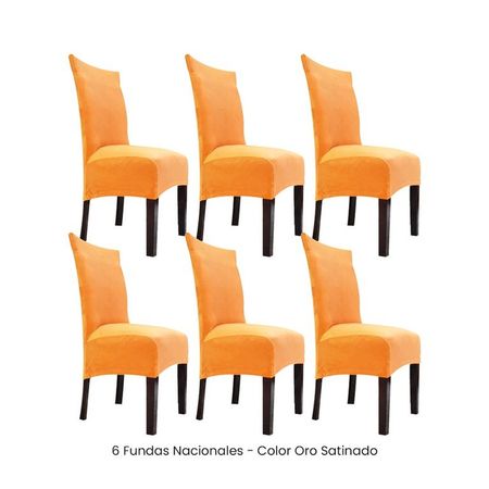 6 Fundas Nacionales de Terciopelo para Silla Recta - Oro Satinado Oro