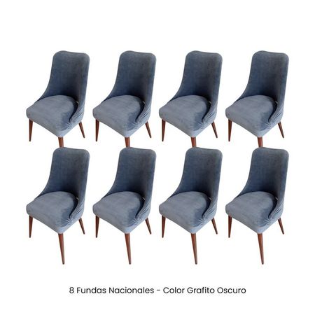 8 Fundas Nacionales de Terciopelo para Silla Brazo - Grafito Oscuro Gris